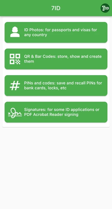 7ID应用程序：扫描、创建和存储二维码