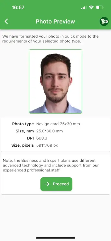 7ID App: Navigo Pass Photo Sample