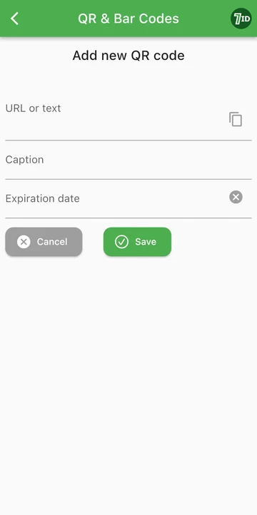 7आईडी ऐप: एक यूआरएल से क्यूआर कोड जेनरेटर