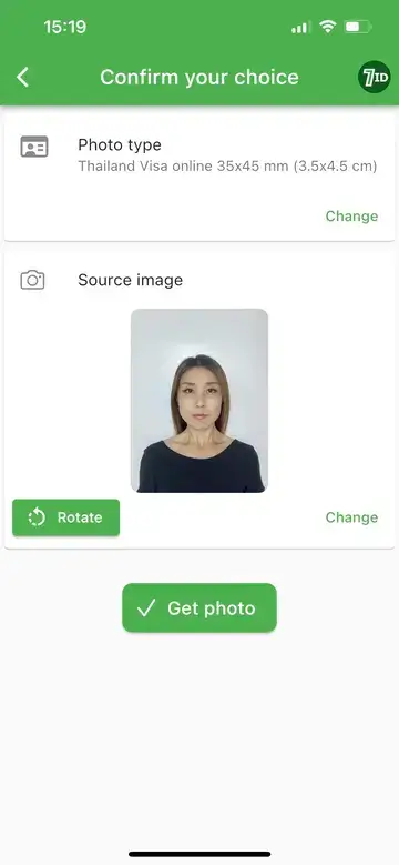 App 7ID: formato foto visto per la Thailandia