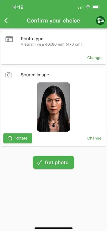 7आईडी: वियतनाम वीज़ा फोटो का आकार