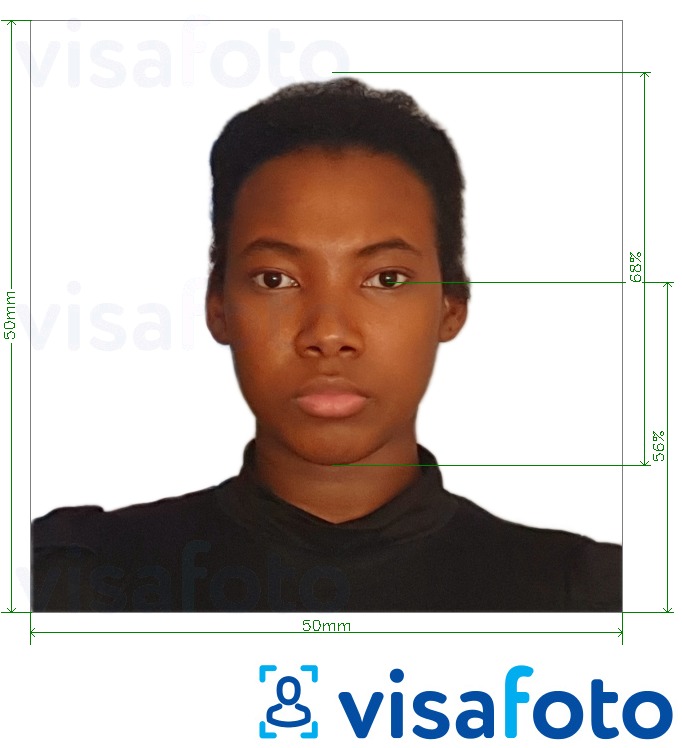 Contoh foto untuk Pasport Barbados 5x5 cm dengan spesifikasi saiz yang tepat.