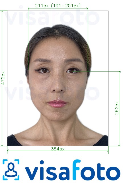 Contoh foto untuk China Passport dalam talian format lama 354x472 piksel dengan spesifikasi saiz yang tepat.