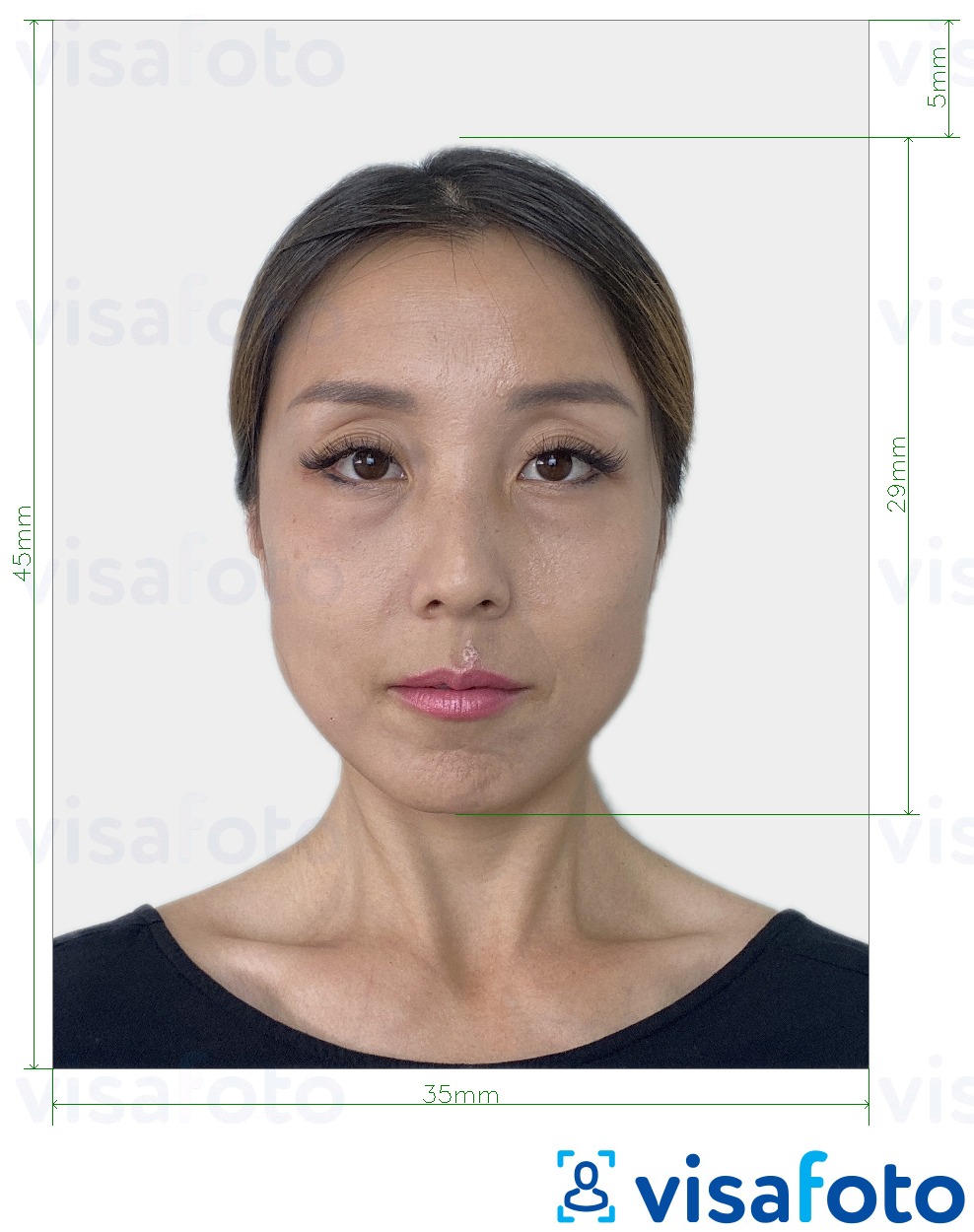 Contoh foto untuk Pasport Jepun 35x45 mm dengan spesifikasi saiz yang tepat.