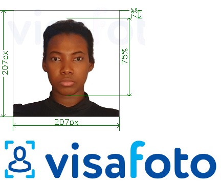 Contoh foto untuk Visa Kenya 207x207 piksel dengan spesifikasi saiz yang tepat.