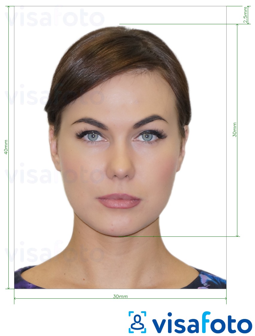 Contoh foto untuk Kad ID Moldova (Buletin de identitate) 3x4 cm dengan spesifikasi saiz yang tepat.