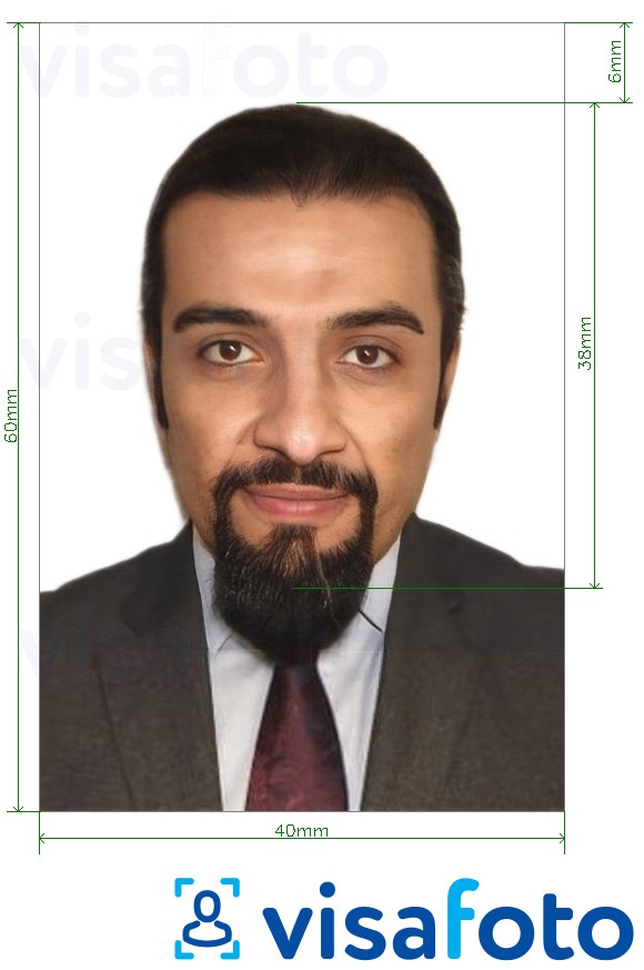 Contoh foto untuk Pasport Oman 4x6 cm latar belakang putih dengan spesifikasi saiz yang tepat.