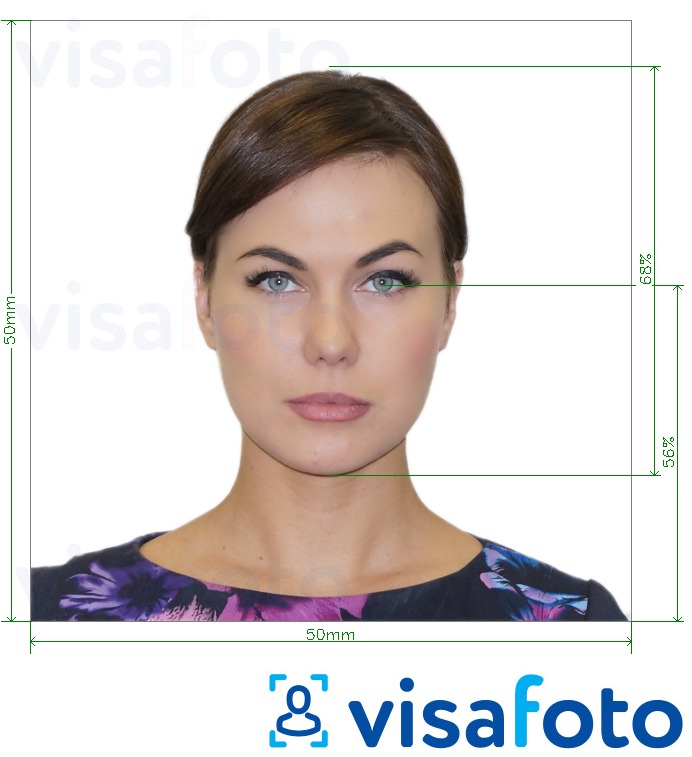 Contoh foto untuk Visa Paraguay 5x5 cm dengan spesifikasi saiz yang tepat.