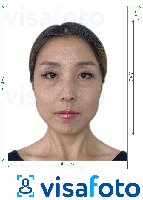 Contoh foto untuk Pasport Singapura dalam talian 400x514 px dengan spesifikasi saiz yang tepat.