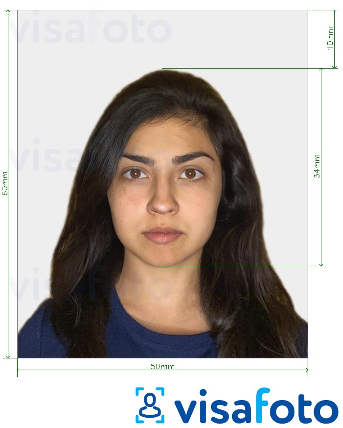 Contoh foto untuk Pasport Turki 50x60 mm (5x6 cm) dengan spesifikasi saiz yang tepat.