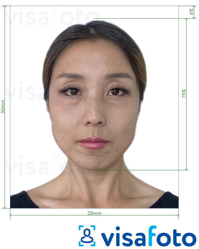 Contoh foto untuk Kad ID Taiwan 30x25 mm dengan spesifikasi saiz yang tepat.