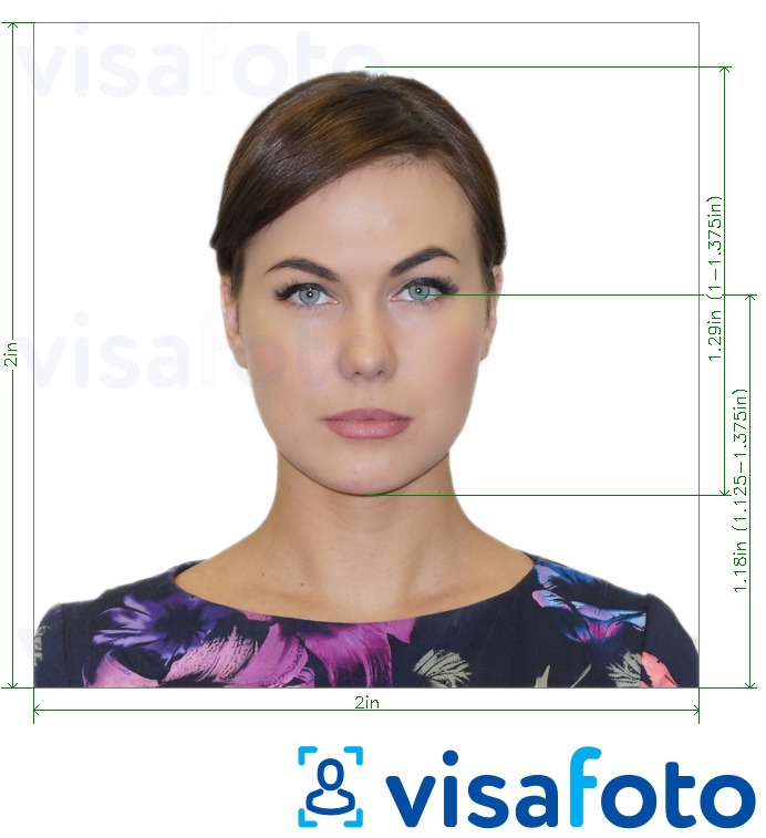 Contoh foto untuk Kad pasport AS 2x2 inci dengan spesifikasi saiz yang tepat.