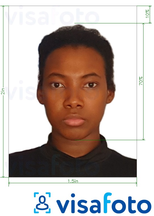 Contoh foto untuk Pasport Zambia 1.5x2 inci (51x38 mm) dengan spesifikasi saiz yang tepat.