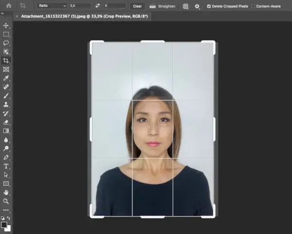 Cara memangkas gambar pasport Malaysia di Photoshop: Langkah 1