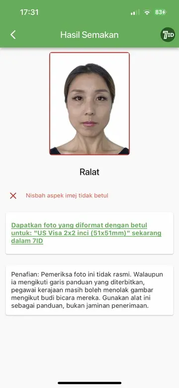 Apl 7ID: Contoh Foto Visa